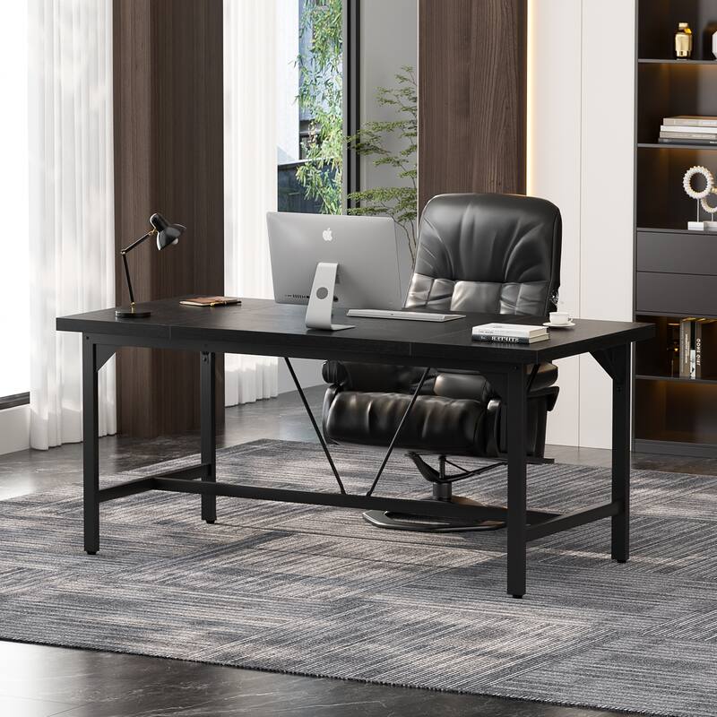 Modern Farmhose 70.8-Inch Executive Desk, Large Computer Office Desk Workstation Conference Table