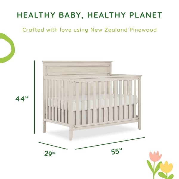 dimension image slide 1 of 2, SweetPea Baby Bayfield Convertible Crib - Glazed Brush White