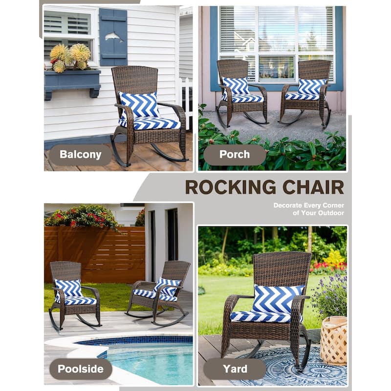 Outdoor Wicker Rocking Chair, Rattan Recliner