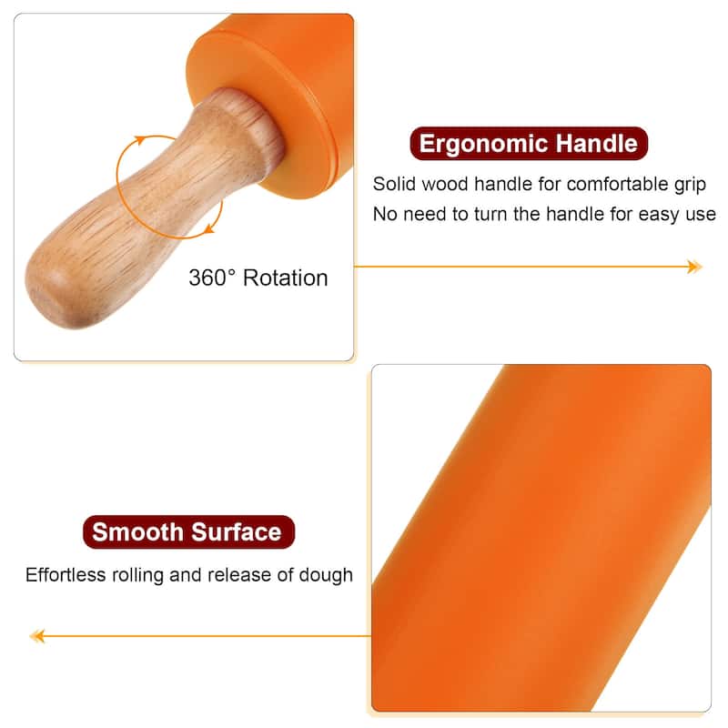 Silicone Rolling Pins for Baking 23.5cm x 4.2cm Orange