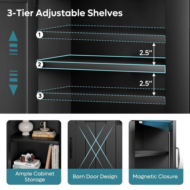 63'' Fireplace TV Stand with Electric Fireplace Heater & Storage Cabinet for TVs up to 70 Inch
