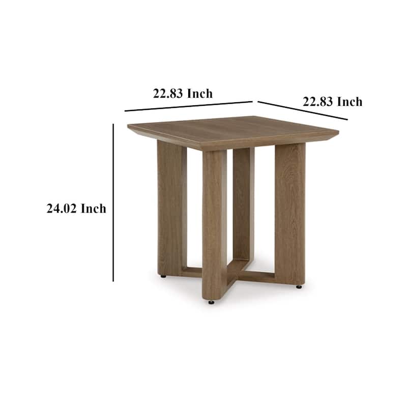 Baily Outdoor Square End Table, 23 Inch Rich Woodlike Brown Metal