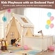 preview thumbnail 15 of 28, Gymax Kids Play Tent w/Playpen Yard Door Curtains Windows Star Lights