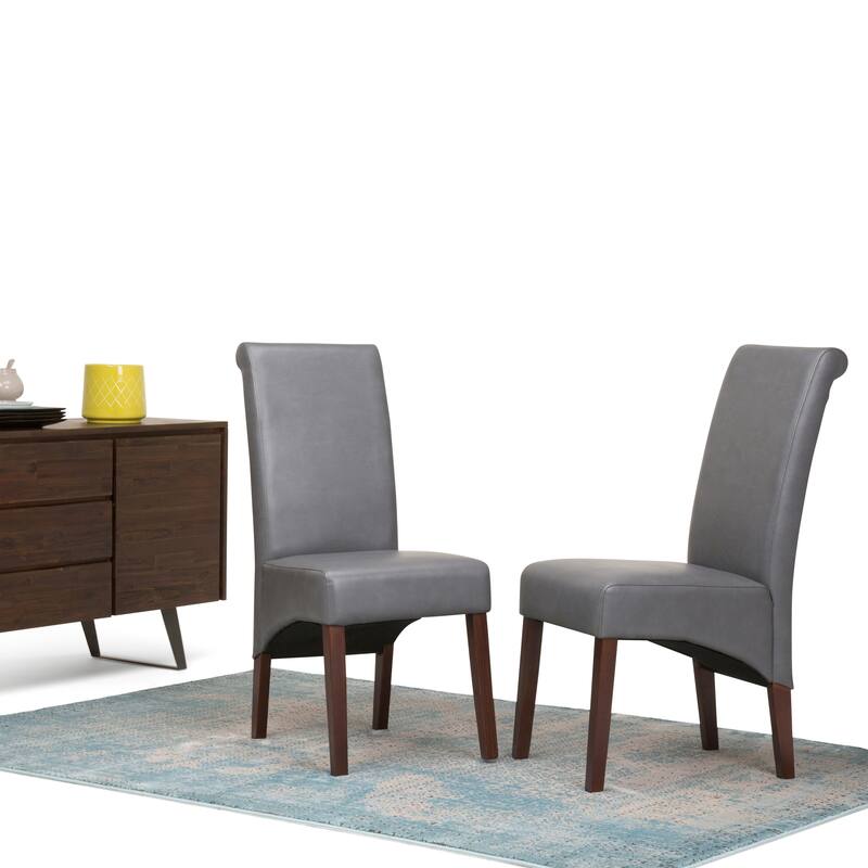 WYNDENHALL Franklin Transitional Deluxe Parson Dining Chair (Set of 2) - 17.7"w x 19.7"d x 40.2"h - Stone Grey