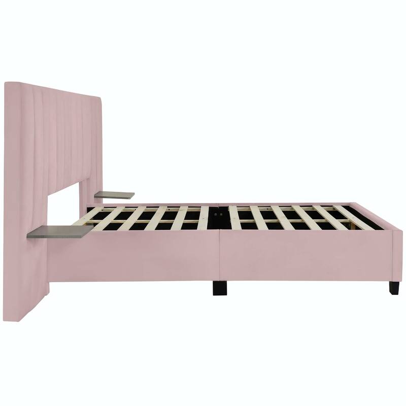 Upholstered Platform Bed with Big Headboard