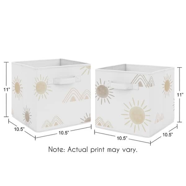 Boho Desert Sun Taupe Foldable Fabric Storage Bins Neutral Tan Beige Ivory Gold Bohemian Mountain Nature Geometric Sunshine
