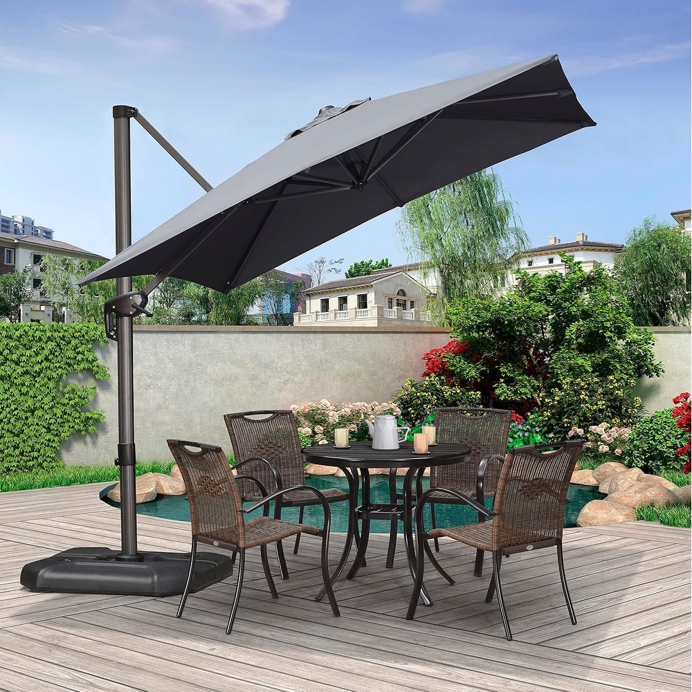 PURPLE LEAF 8 ft 360 Degree Rotation Patio Umbrella With Base