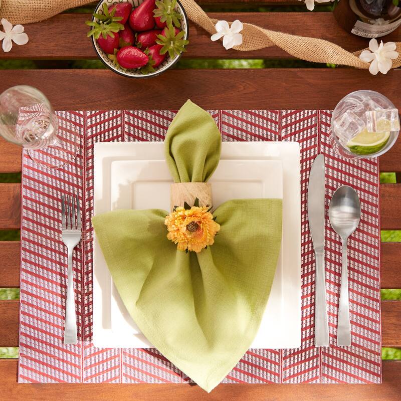 DII Antique Green Textured Twill Weave Placemat 6 Piece