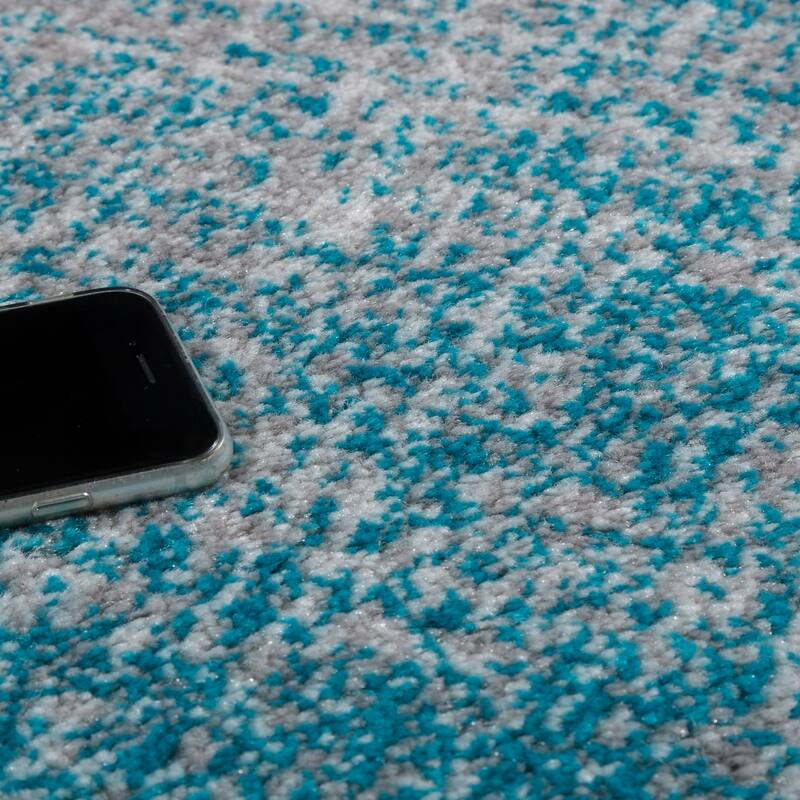 Area Rug Abstract Splash Pattern Used Look in Turquiose Cream
