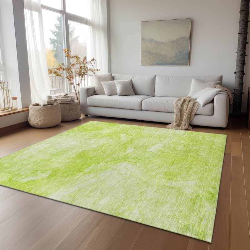 Machine Washable Indoor/ Outdoor Chantille Abstract Watercolor Rug