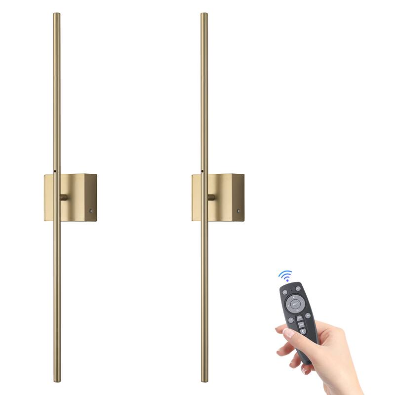 C Cattleya Dimmable 3CCT Chargeable Rotatable LED Wall Lamp with Remote Control - W 4"xD 3.5"xH 31.75" - Gold