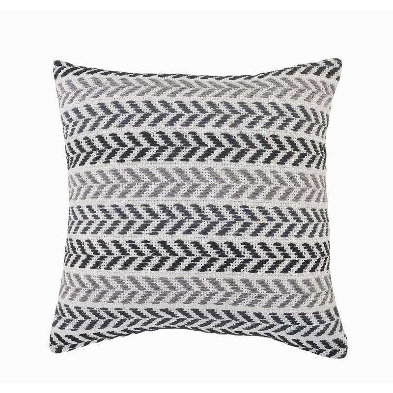 18" Black and Gray Chevron Striped Square Throw Pillow
