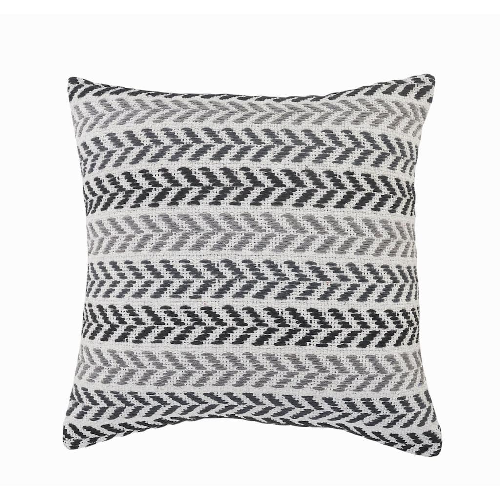 18" Black and Gray Chevron Striped Square Throw Pillow