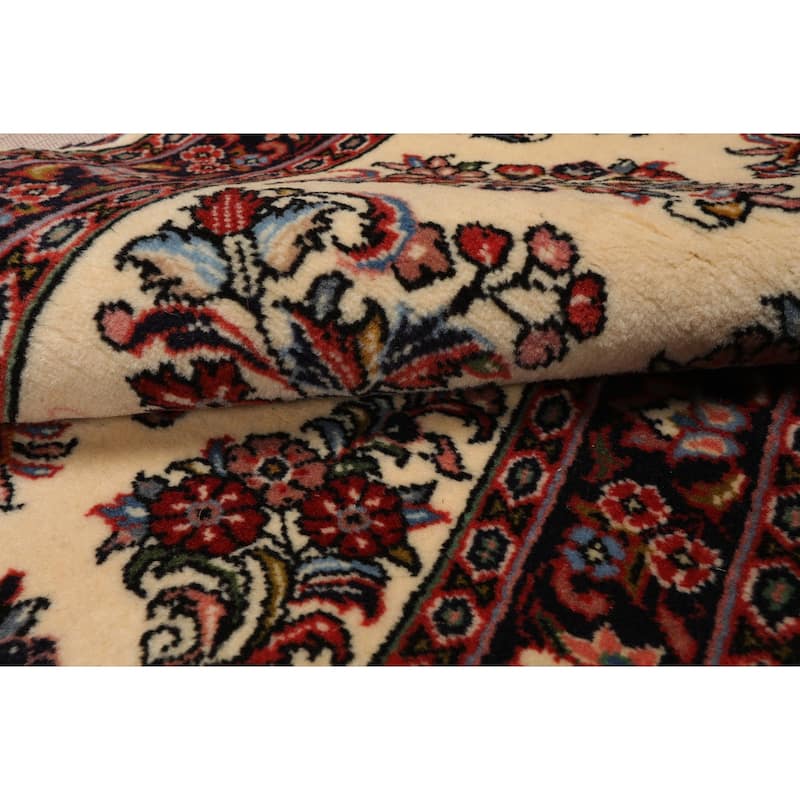 2'9''x13'1'' Runner Hand Knotted Wool Ivory Sarouk Traditional Rug - 2' 9'' x 13' 1''