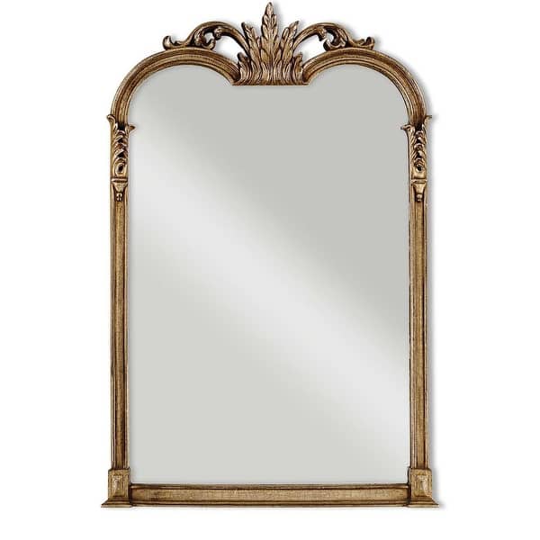 slide 2 of 3, Uttermost Jacqueline 28"W Baroque Antiqued Arched Wall Mirror Champagne Silver Leaf
