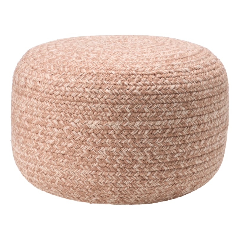 Jaipur Living Saba Solar Round Indoor/Outdoor Polyester Pouf Ottoman/Foot Stool - 18"X18"X12"