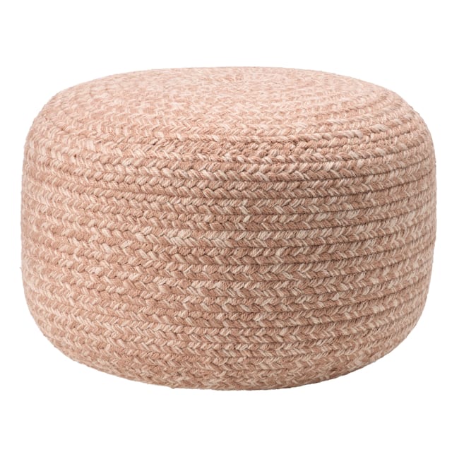 Santa Rosa Woven Jute-look Indoor/ Outdoor Solid Pouf - 18"X18"X12" - Heather Light Pink