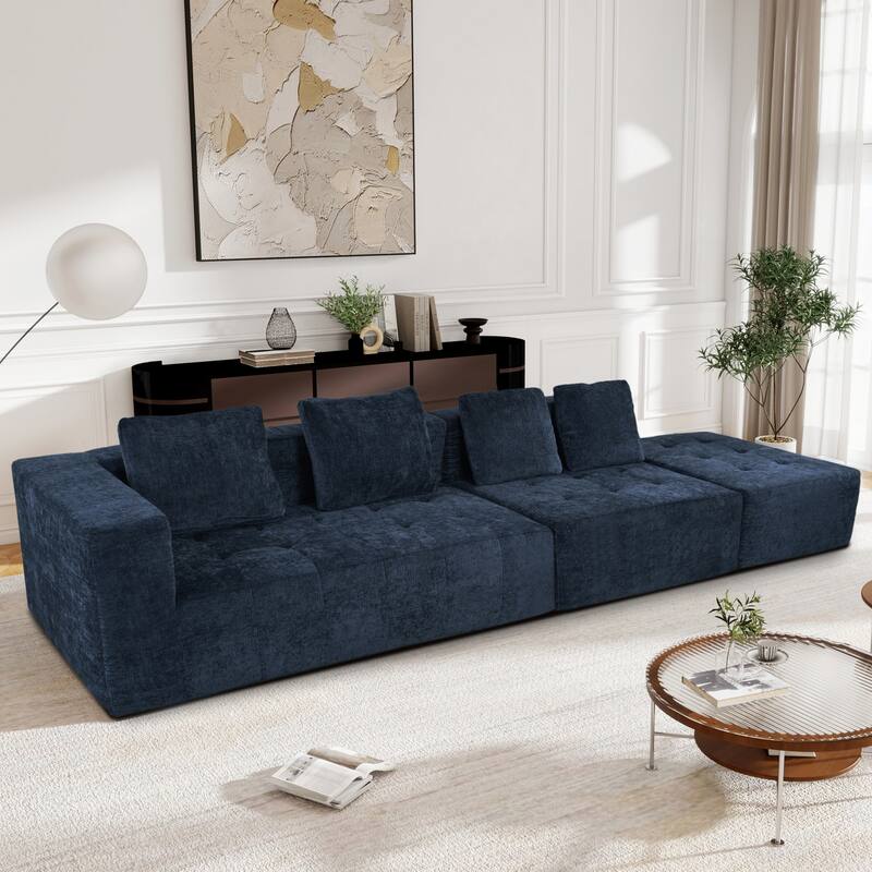 Modern 3-Piece U-StyleLarge Removable Modular Sofa with 4 Cushions