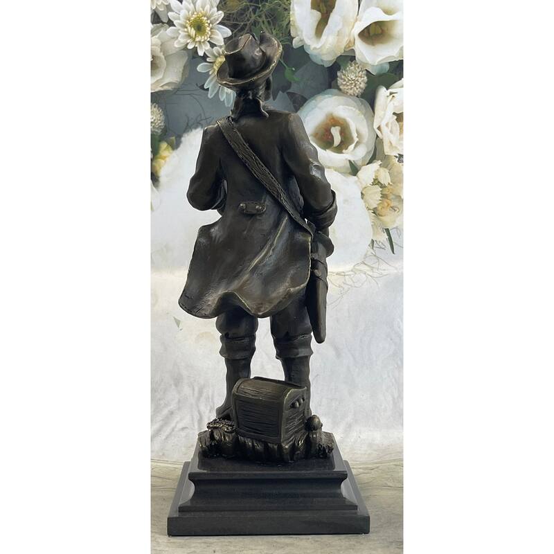 Pirate With Treasure Chest And Sword Bronze Sculpture Statue Signed Original 14 Inches X 5 Inches