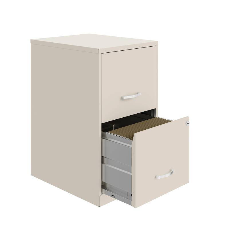 Space Solutions 18in. 2 Drawer Metal File Cabinet, Teal - Beige - Letter