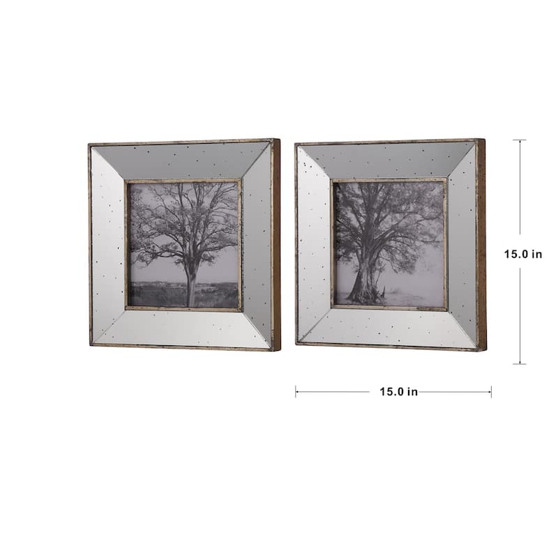 Modern S/2 Vintage Silver Reflective Picture Frames