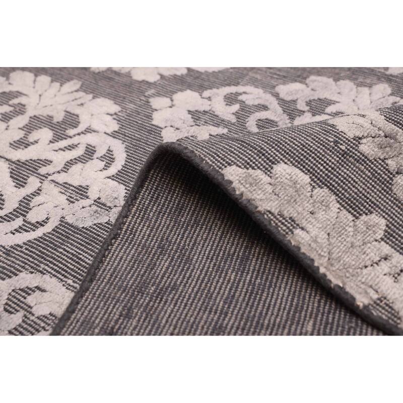 ECARPETGALLERY Hand Loomed Elysian Dark Grey Viscose, Wool Rug - 8'3 x 9'9