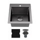 preview thumbnail 1 of 9, Matrix 17" Top Mount Workstation 16 Gauge Single Bowl Stainless Steel Sink with Accessories Gunmetal Grey