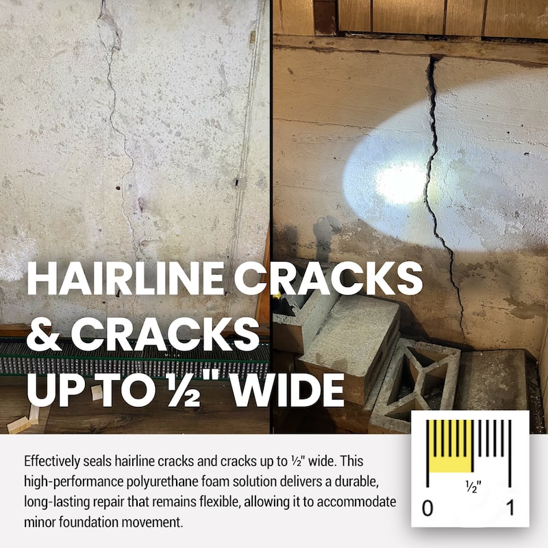 RadonSeal Concrete Foundation Crack DIY Repair Kit for Basement Wall Cracks - 2X