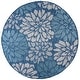 preview thumbnail 46 of 119, JONATHAN Y Marvao Modern Floral Textured Weave Indoor/Outdoor Area Rug 5' Round - Navy/Aqua