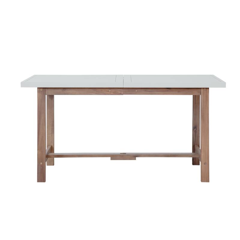 5-Piece Outdoor Acacia Wood Dining Set with Rectangular Table and Umbrella Hole for Family Gatherings