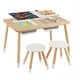 preview thumbnail 1 of 8, Costway Sensory Table with 2 Stools, Detachable Double-Sided Tabletops - See Details Natural + White + Black - See Details