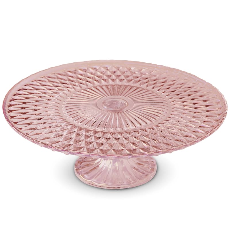 Amici Home Rochester Vintage Footed Glass Cake Plate - 10.5” D x 3.75” H