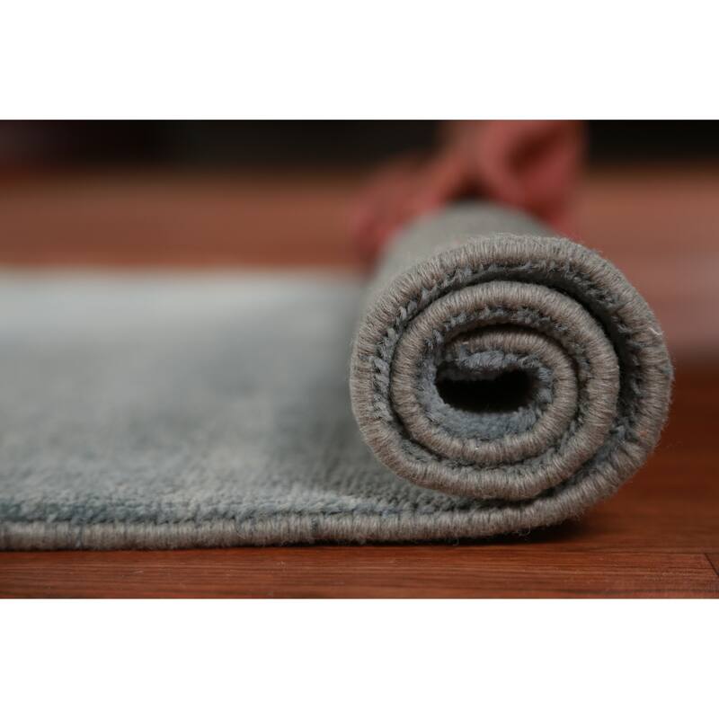 Hand Knotted Oriental 100% Wool Carpet Modern Solid Navy Blue & Blues Gabbeh Runner Rug - 9' 11'' X 2' 11''