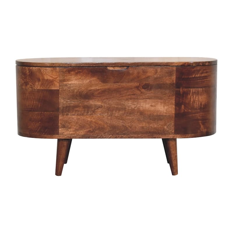Artisan Furniture Solid Wood Honey Caramel Rounded Lid up Blanket Box, Brown, Internal Storage - N/A