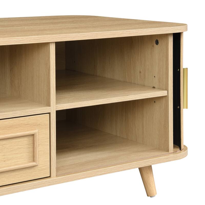 Christopher Knight Home - Arlo Mid-Century Modern Coffee Table with Tambour Doors and 6-Compartment Storage Drawer