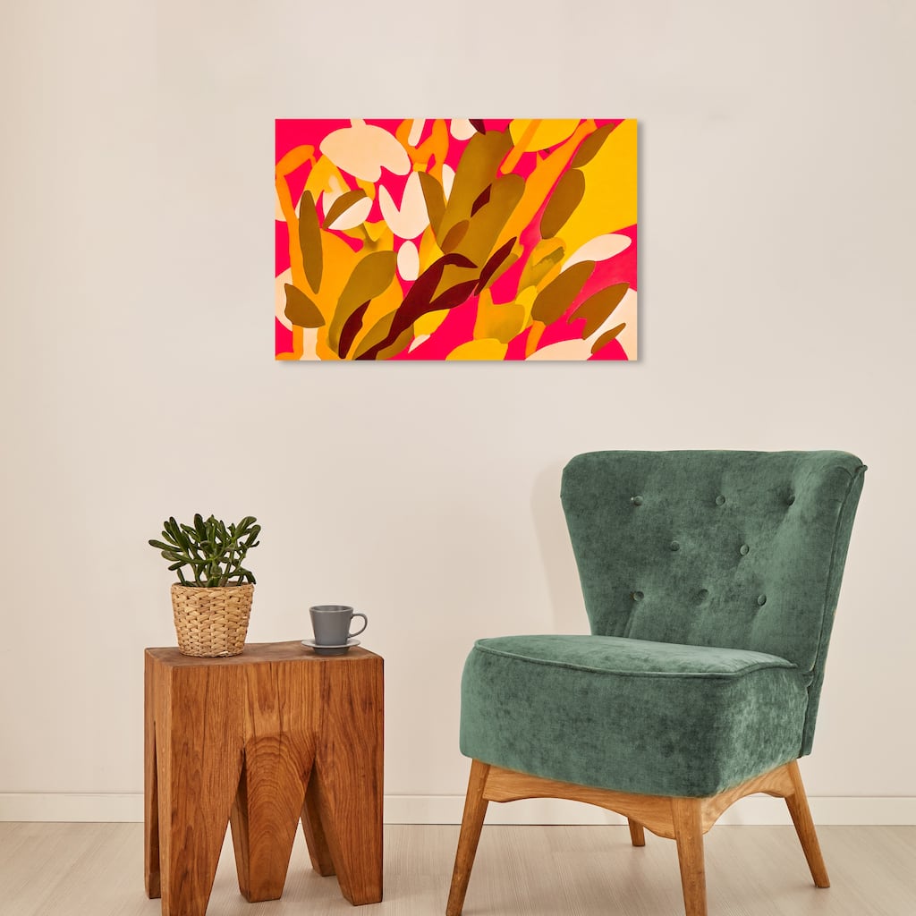 Wynwood Studio Canvas Abstract Summer Splash Sunset Yellow and Tropical Wall Art Canvas Print