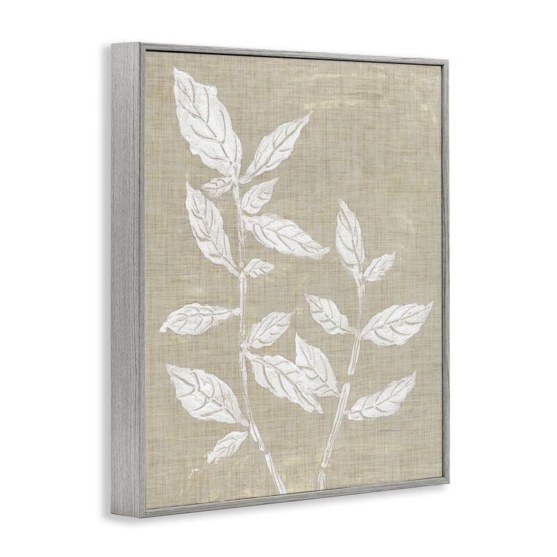 Stupell Leaves on Distressed Textile Framed Giclee Art Design By Melissa Wang