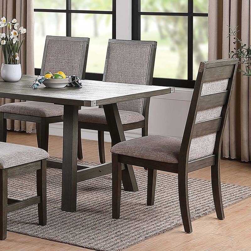 Dining Chair With Upholstered Cushion, Grey(Set of 2) - Grey