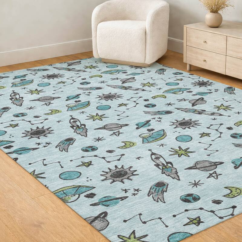 Machine Washable Indoor/ Outdoor Spaceship Chantille Rug