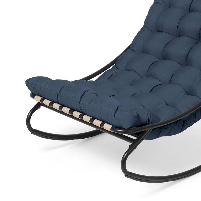 Outdoor Metal Frame Rocking Chair with Water-Resistant Cushions