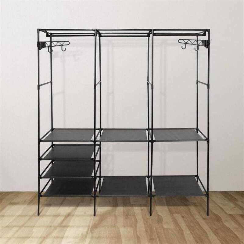 3 Tier Adjustable Metal Garment Rack with Shoe Storage Heavy Duty