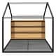 preview thumbnail 10 of 11, Full Size Metal House Bed Frame with Side Shelves and Warm LED Lights, Sturdy Playhouse Design