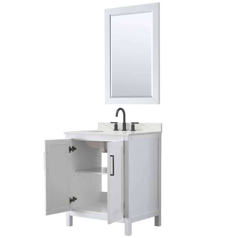 Daria 30-inch Single Vanity, 3 Hole Quartz Top, 24-inch Mirror