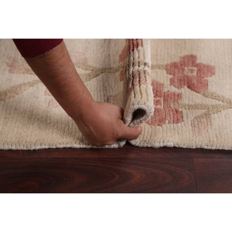 Vegetable Dye Nature Print Nepalese Wool Area Rug Hand-knotted Carpet - 5'6" x 7'7"