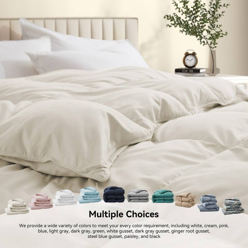 All Season Medium to Extra Warmth White Feather Down Comforter Duvet Insert