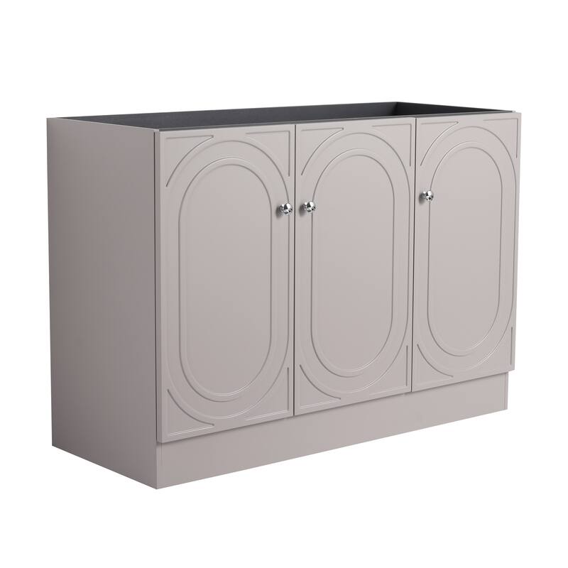 Modern 48 Inch Freestanding Bathroom Vanity Base without Sink, Storage Cabinet with Soft-Close Doors and Adjustable Shelves