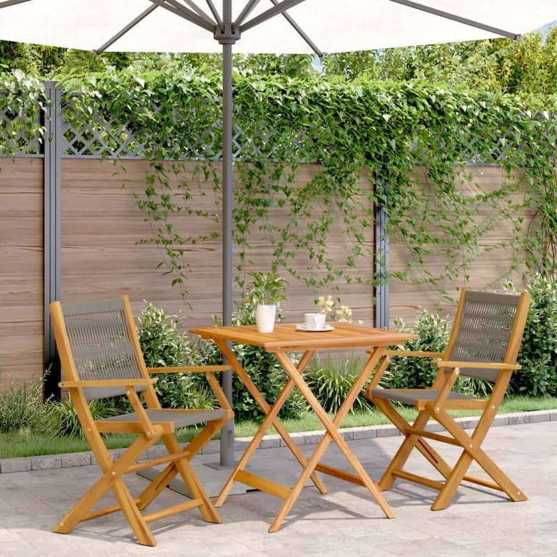 vidaXL Bistro Set Grey Solid acacia wood, polypropylene Standard - 27.6x29.5x27.6