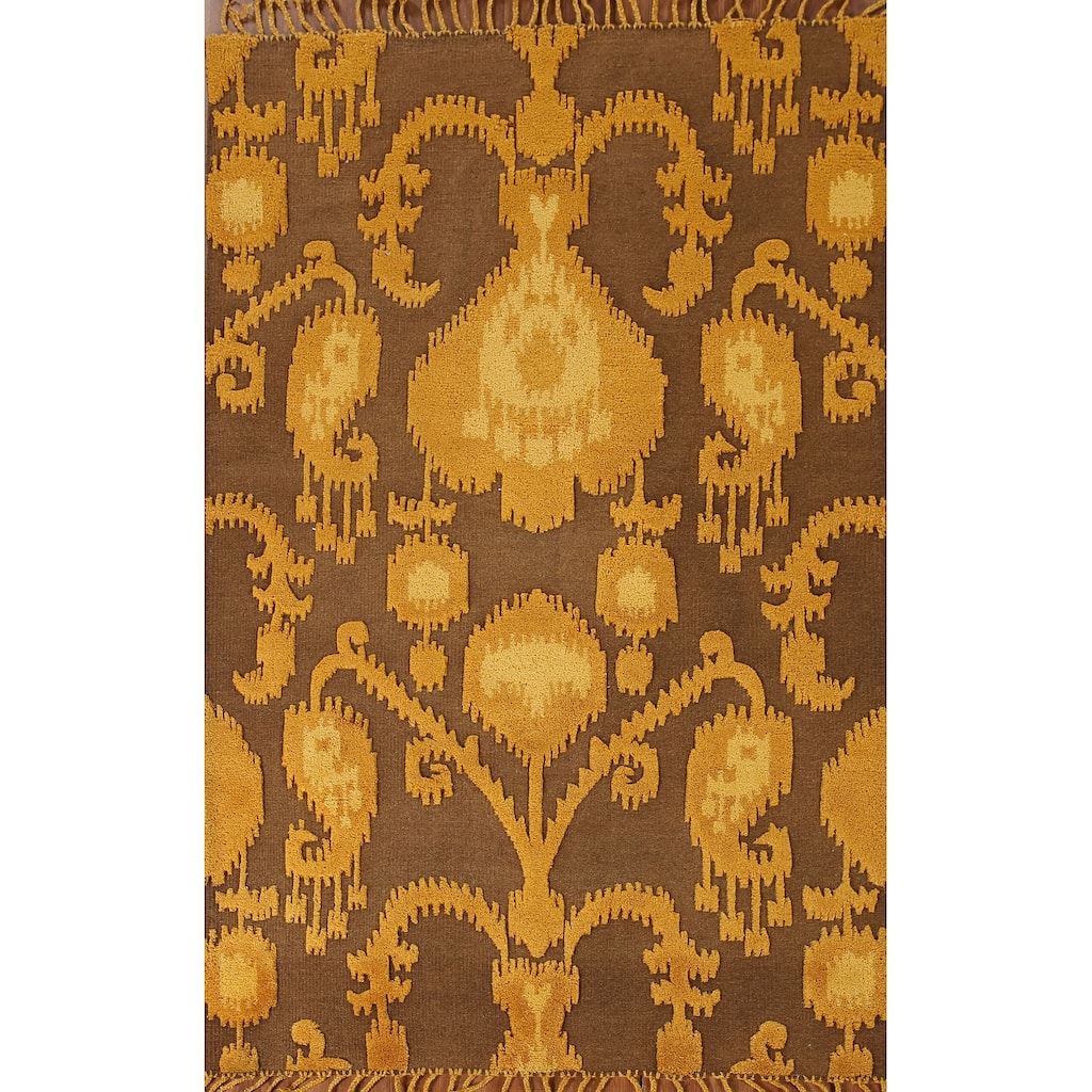 Gold Moroccan Indian Area Rug Hand-Knotted Wool Carpet - 5'0"x 8'0"