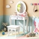 preview thumbnail 3 of 8, Kids 2-in-1 Princess Makeup Table and Chair Set with Removable Mirror-White - 19.5" x 13.5" x 36.5"