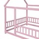 preview thumbnail 12 of 11, Kids and Baby Full Size Wooden Bed House Bed with House Roof ,Fence Guardrails